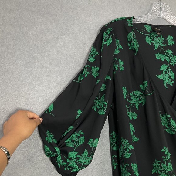 Worthington Top Womens Petite Large Dark Floral Wrap V-Neck Elegant Office‎ - Picture 6 of 14